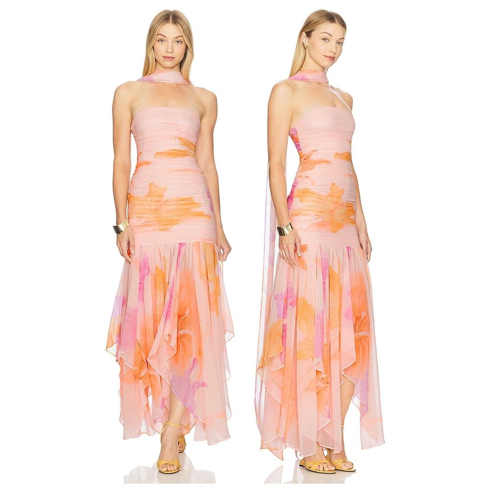 Retrofete Teryn Silk Dress Scarf Neck Handkerchief Party Formal Prom Wedding XXS